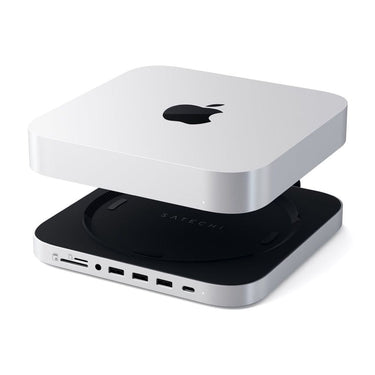 satechi aluminium stand and hub for mac mini with ssd enclosure (silver)